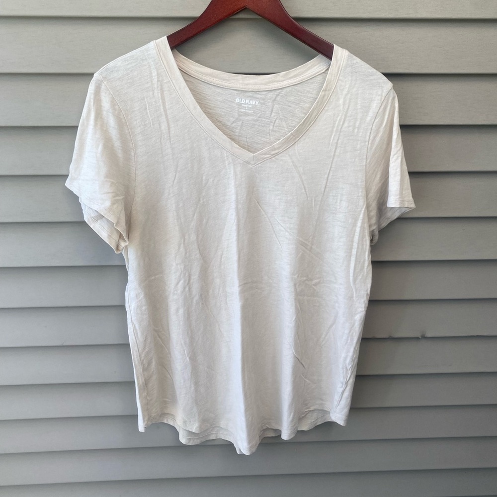 Old Navy Off-White Short Sleeve Relaxed Tee